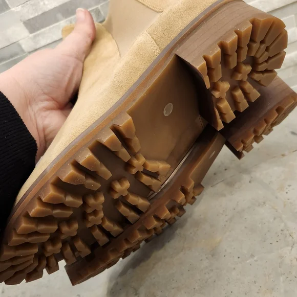 Quince Elegant Tan Italian Leather Suede Ankle Chelsea Boots Size 7 New - Picture 3 of 5